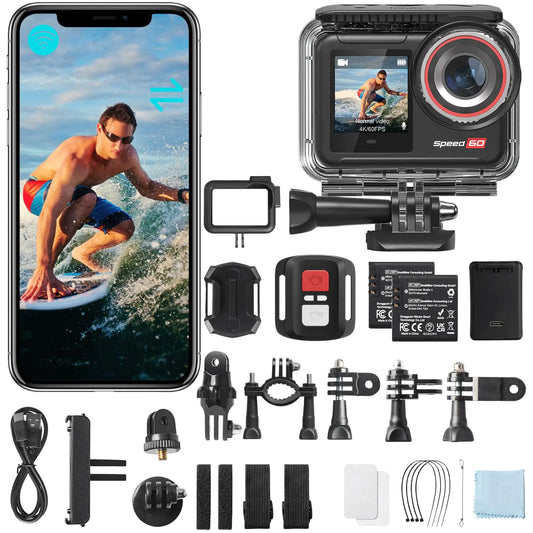 Hiicam Speed 60 Action Cam 4K60FPS 48MP Dual Screen
